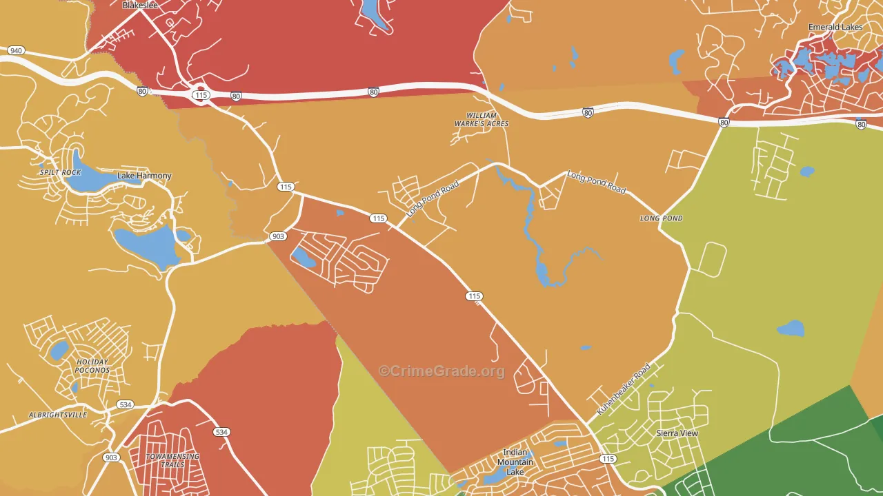 Blakeslee, PA Map of Burglary Rates