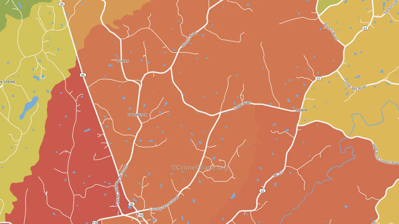 Blanch, NC Map of Burglary Rates