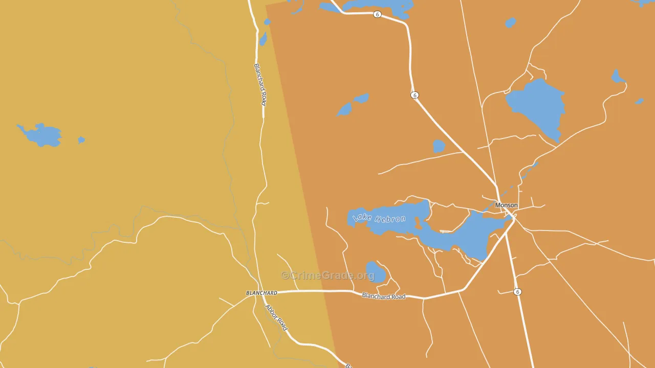 Blanchard, ME Map of Burglary Rates
