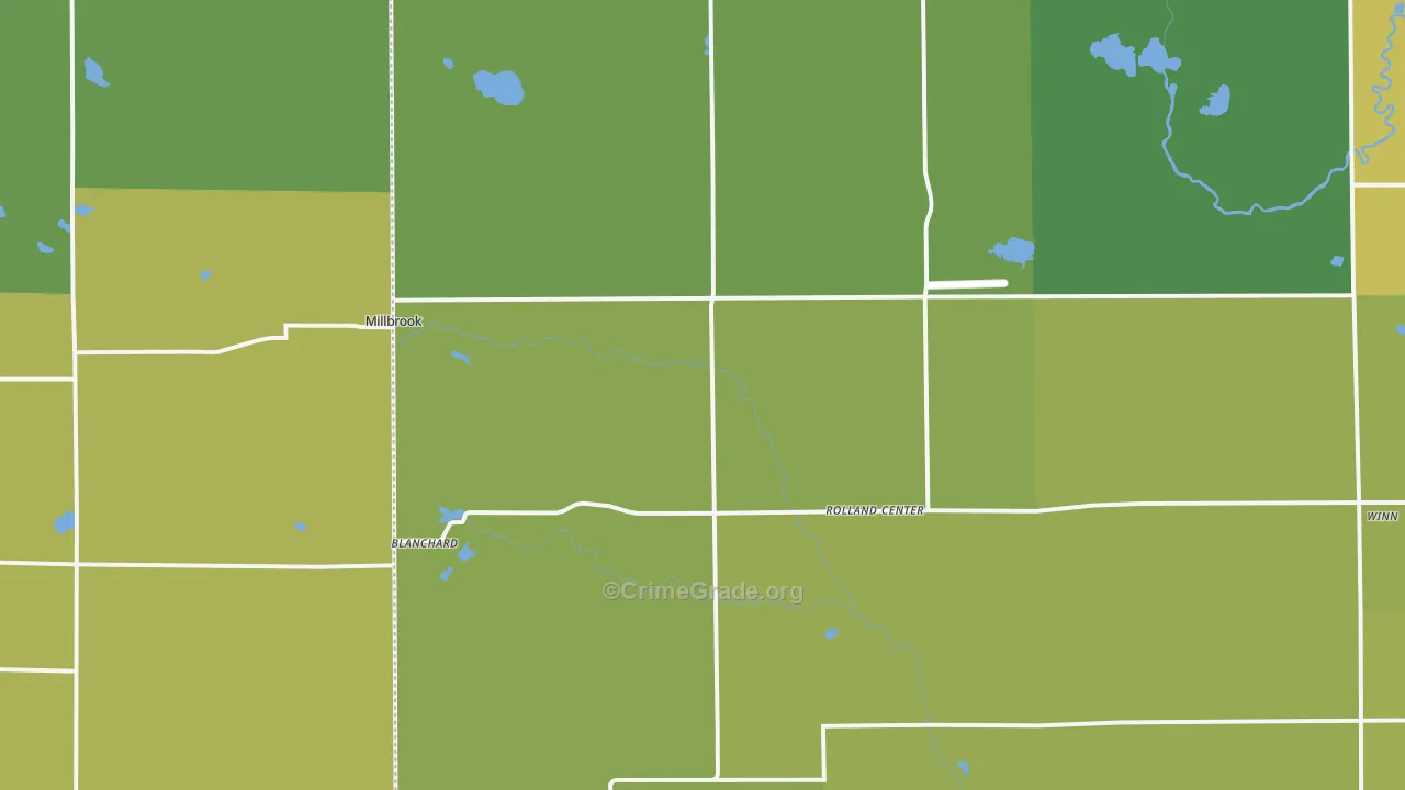 Blanchard, MI Map of Burglary Rates