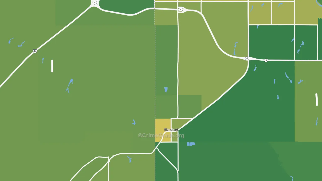 Blanchard, OK Map of Burglary Rates