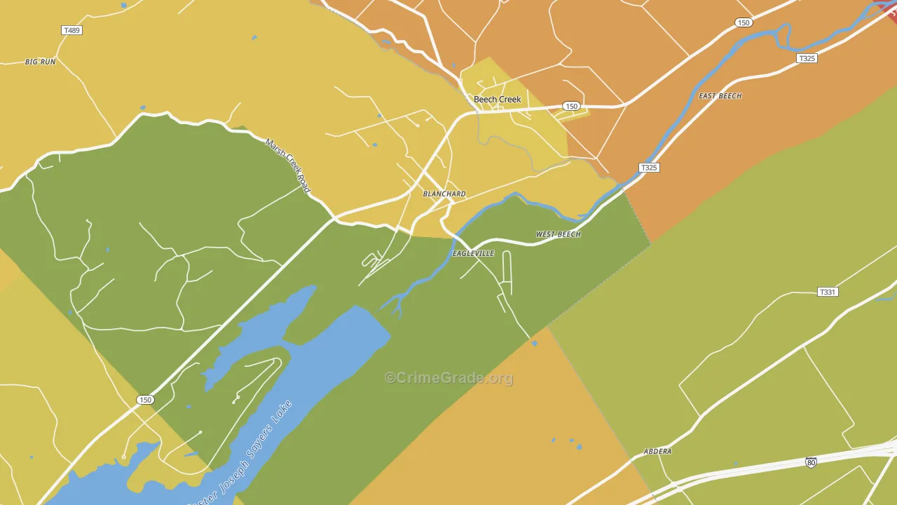 Blanchard, PA Map of Burglary Rates