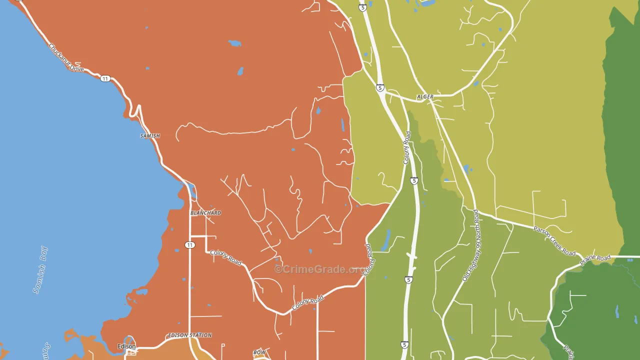 Blanchard, WA Map of Burglary Rates