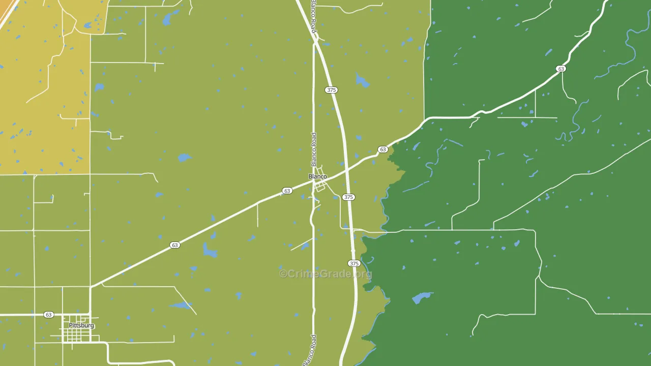 Blanco, OK Map of Burglary Rates