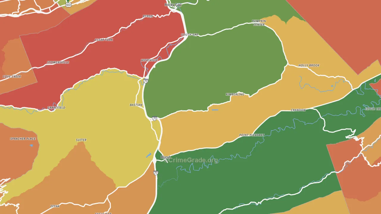Bland County, VA Map of Burglary Rates