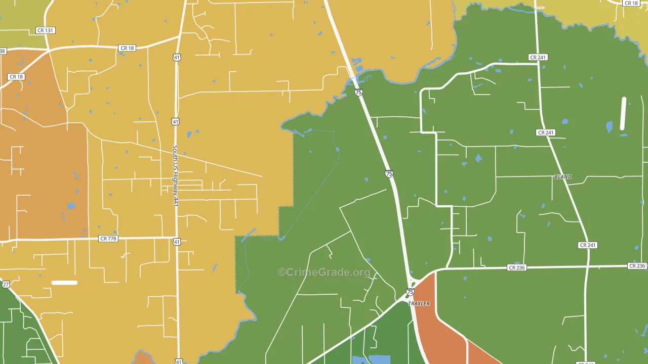 Bland, FL Map of Burglary Rates