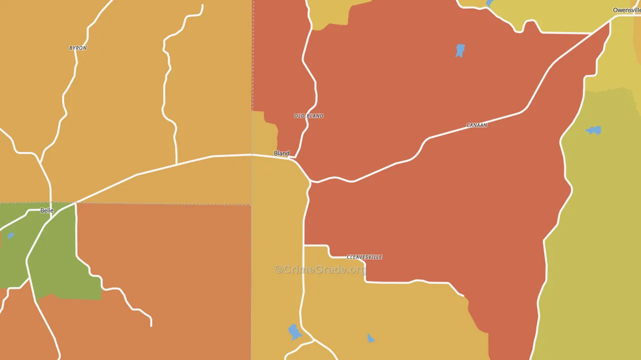 Bland, MO Map of Burglary Rates