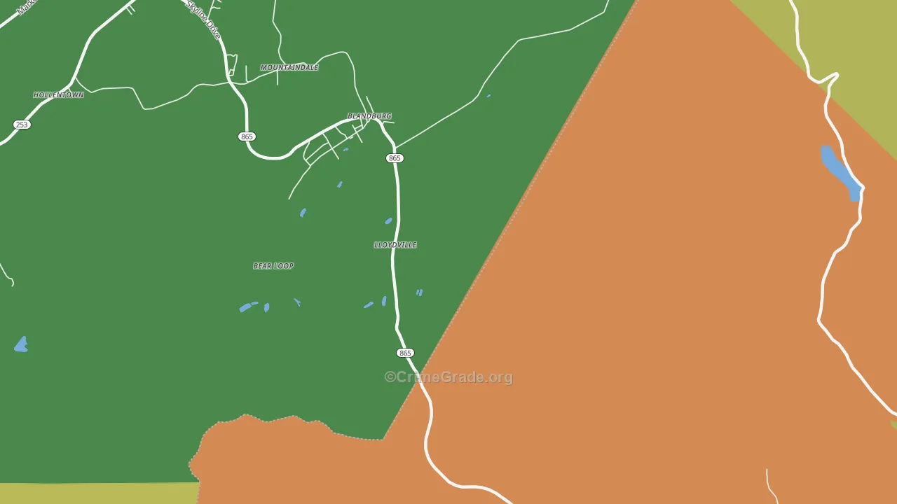Blandburg, PA Map of Burglary Rates