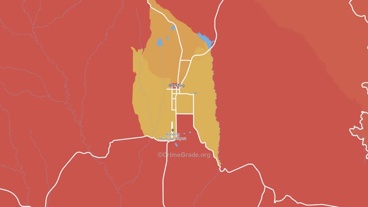Blanding, UT Map of Burglary Rates