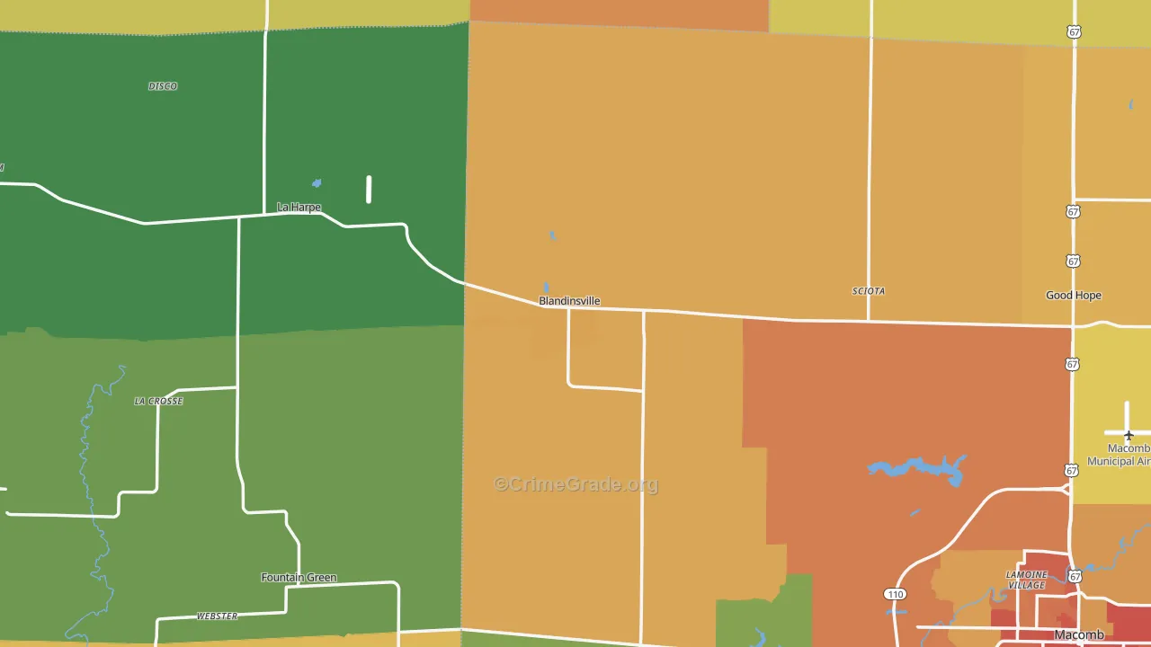 Blandinsville, IL Map of Burglary Rates