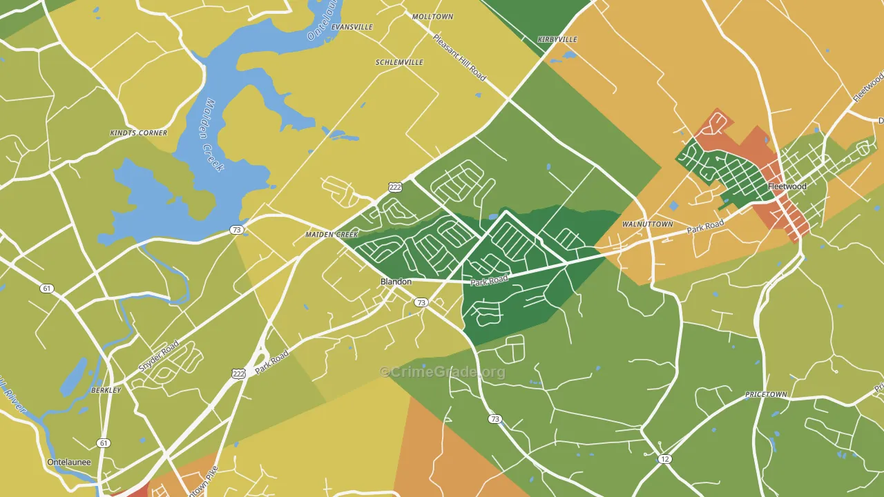 Blandon, PA Map of Burglary Rates