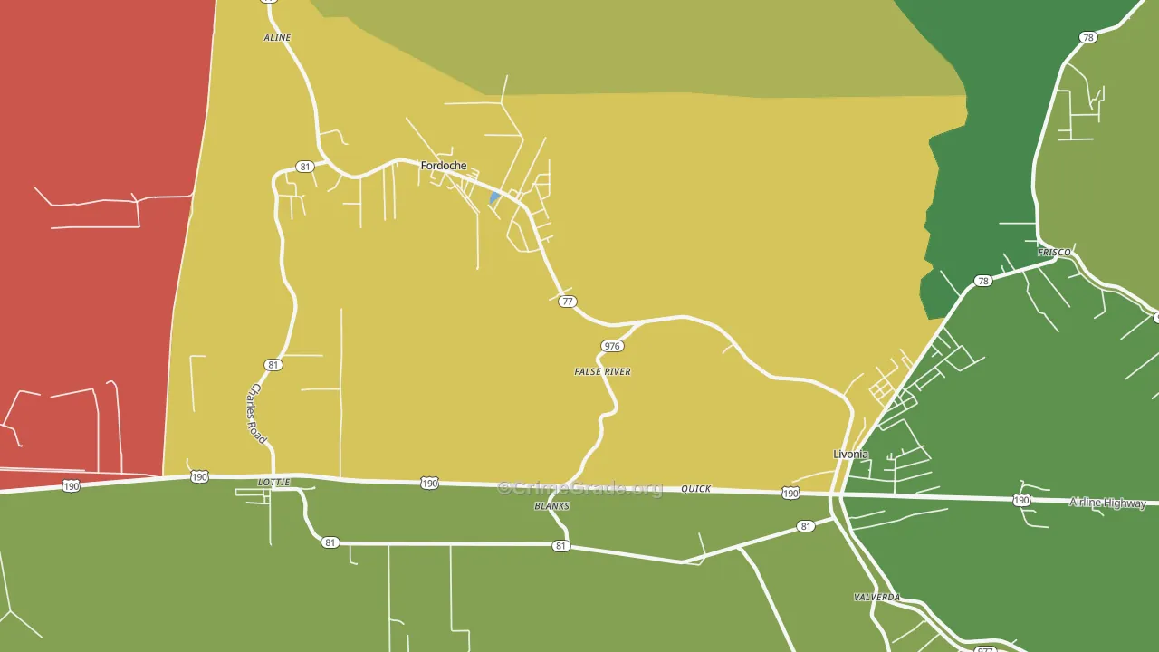 Blanks, LA Map of Burglary Rates