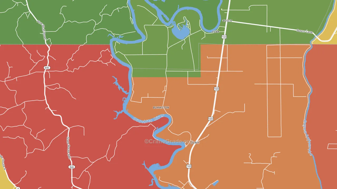 Blankston, LA Map of Burglary Rates