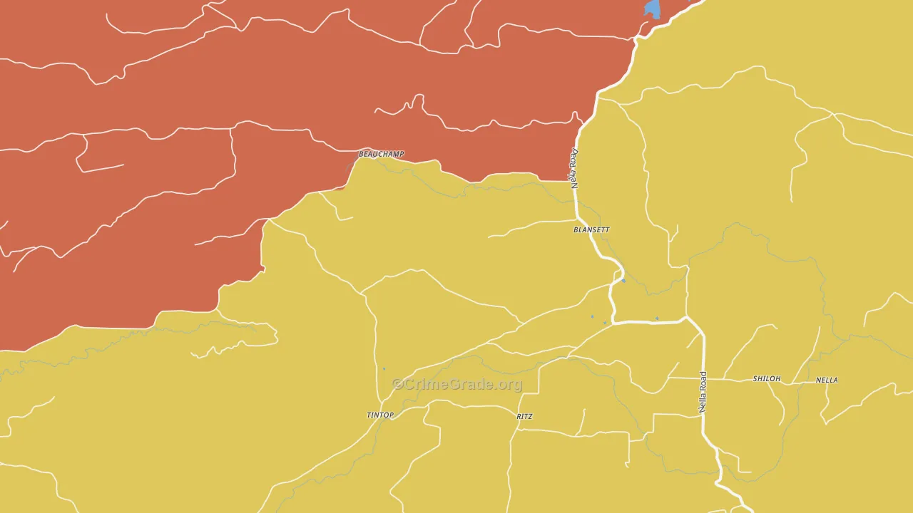 Blansett, AR Map of Burglary Rates