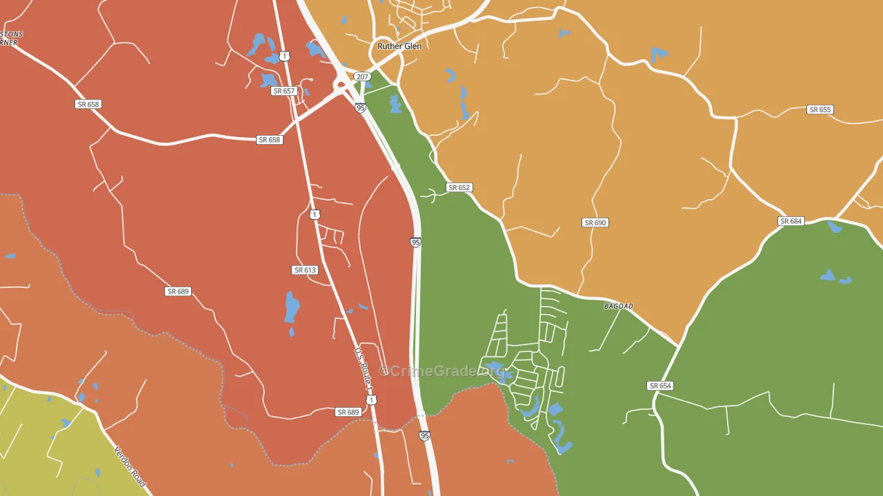 Blantons, VA Map of Burglary Rates