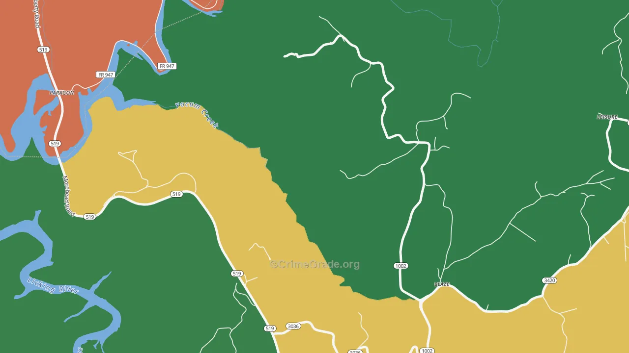 Blaze, KY Map of Burglary Rates