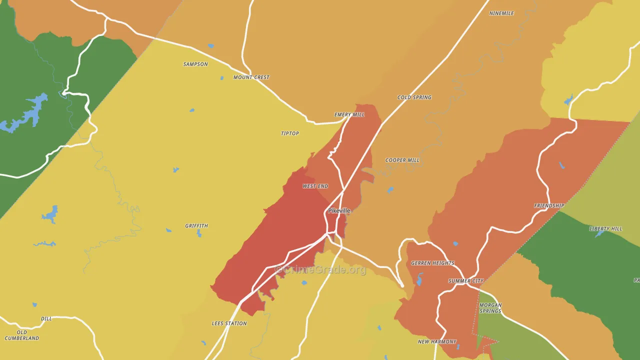 Bledsoe County, TN Map of Burglary Rates