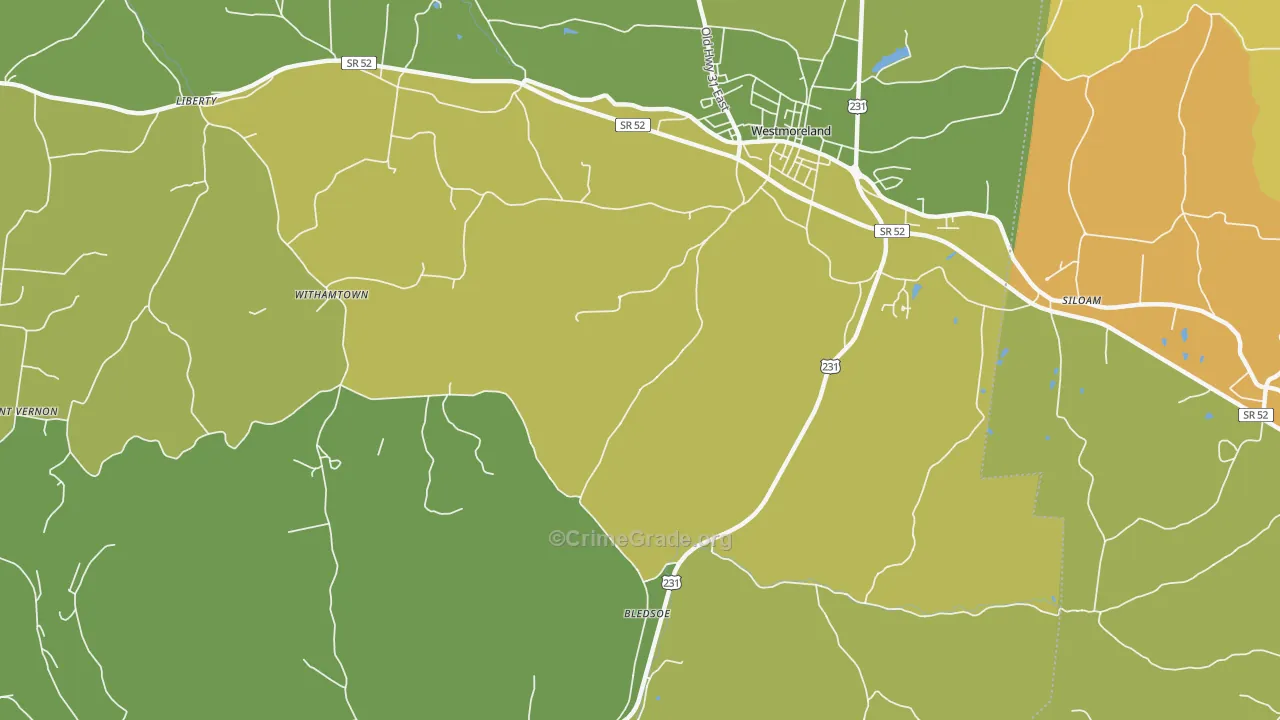 Bledsoe, TN Map of Burglary Rates