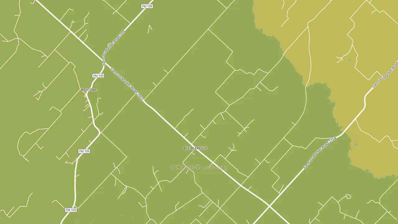 Bleiblerville, TX Map of Burglary Rates