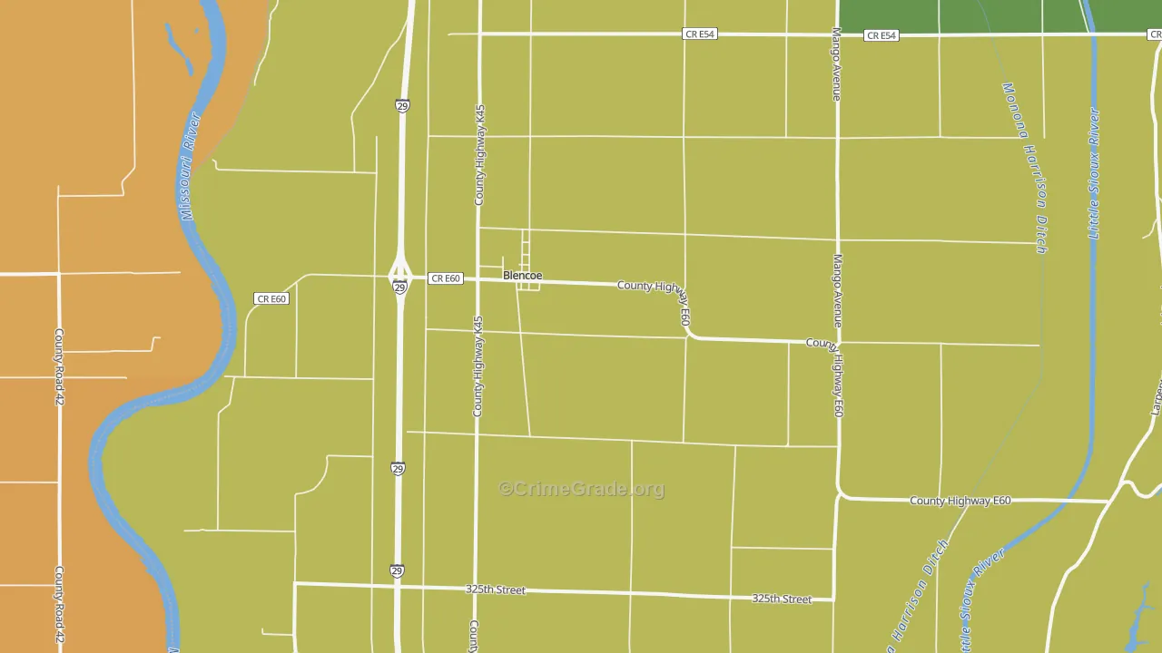 Blencoe, IA Map of Burglary Rates