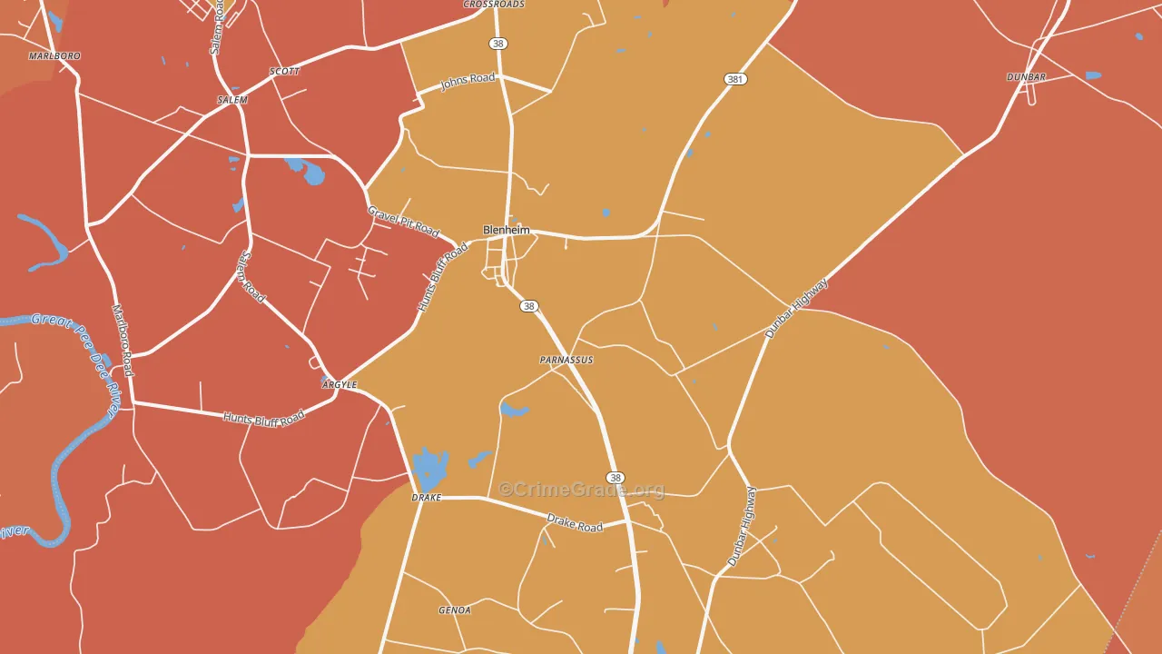 Blenheim, SC Map of Burglary Rates