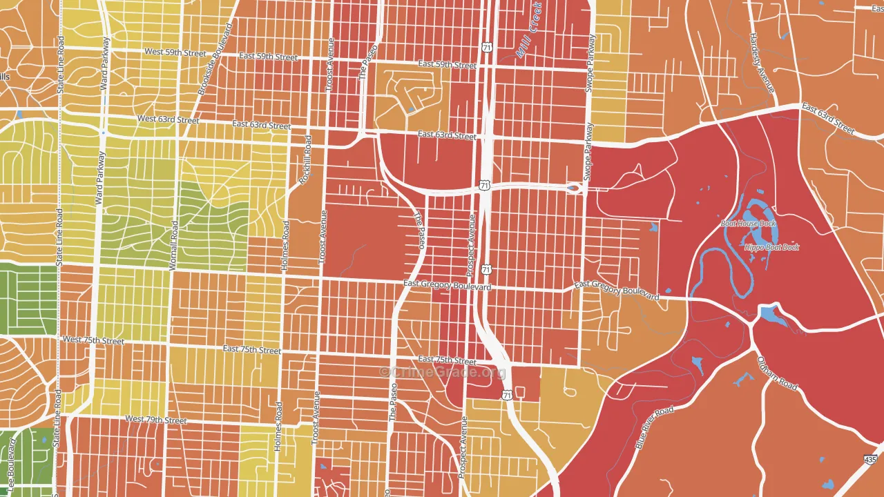 Blenheim Square, Kansas City, MO Map of Burglary Rates