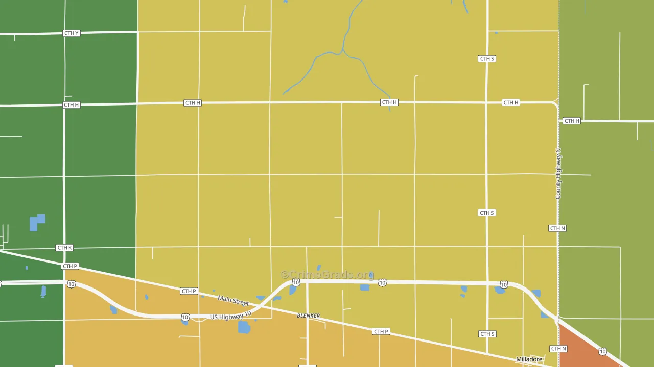 Blenker, WI Map of Burglary Rates