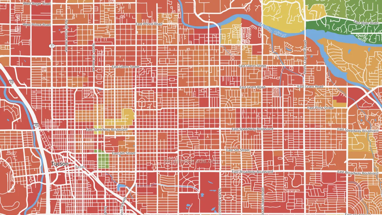 Blenman-Elm, Tucson, AZ Map of Burglary Rates