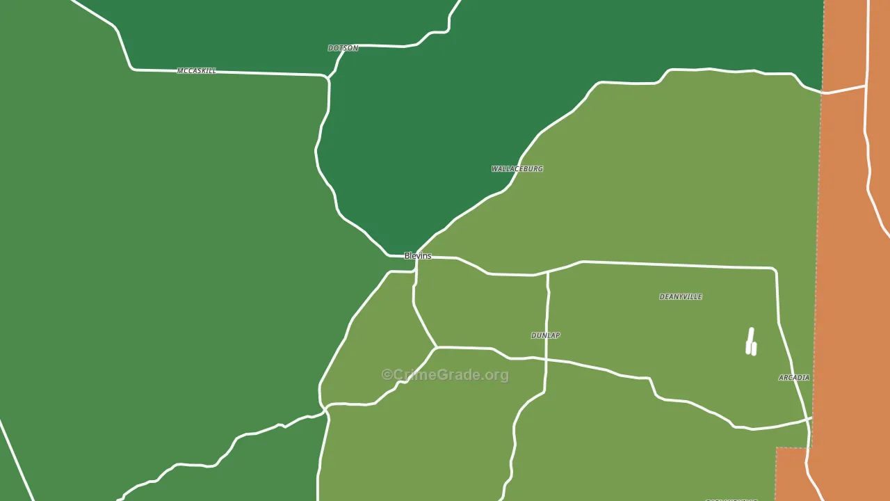 Blevins, AR Map of Burglary Rates