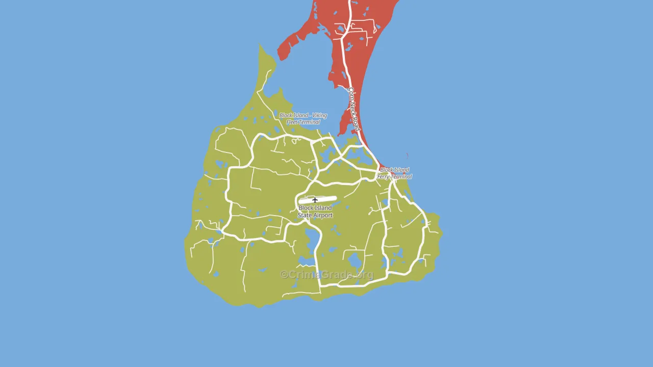 Block Island, RI Map of Burglary Rates
