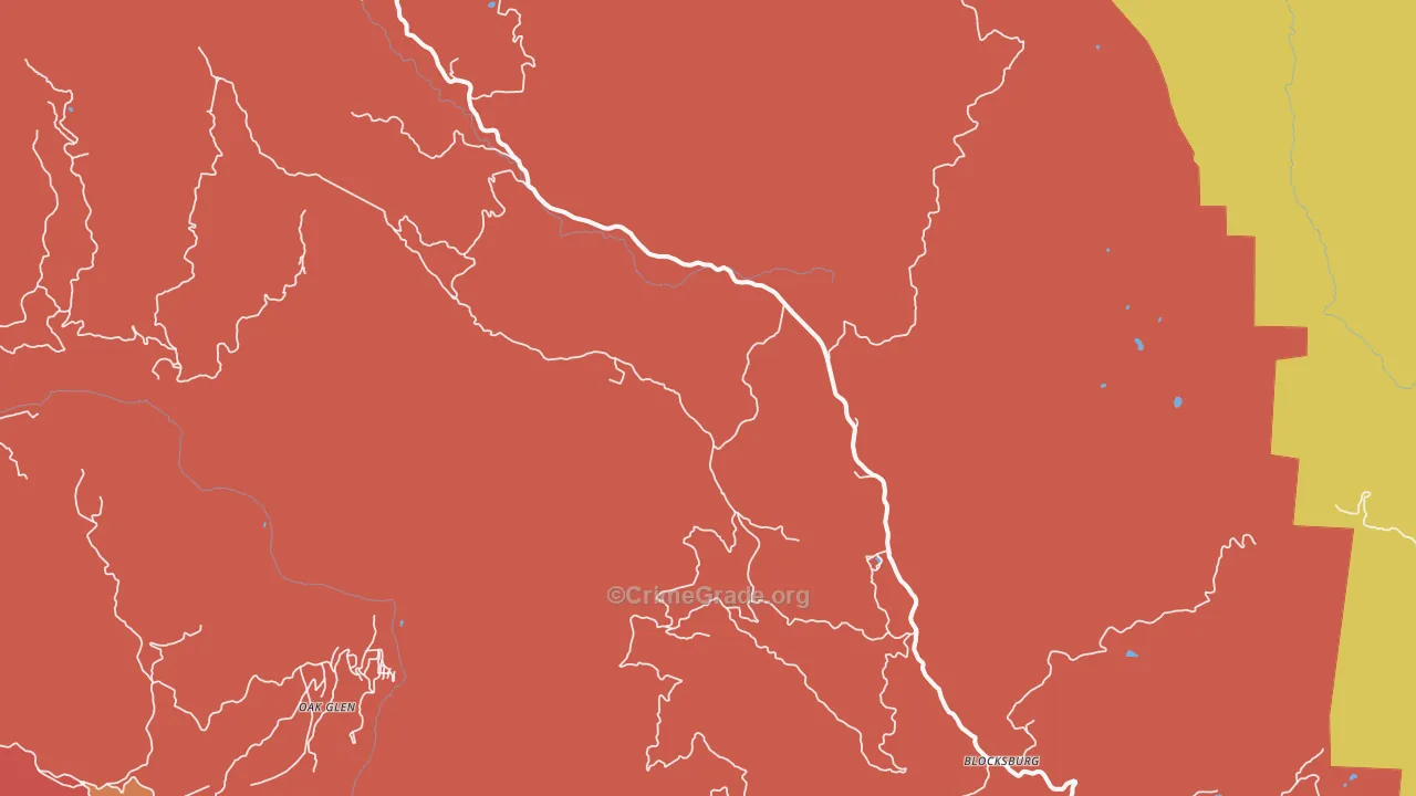 Blocksburg, CA Map of Burglary Rates