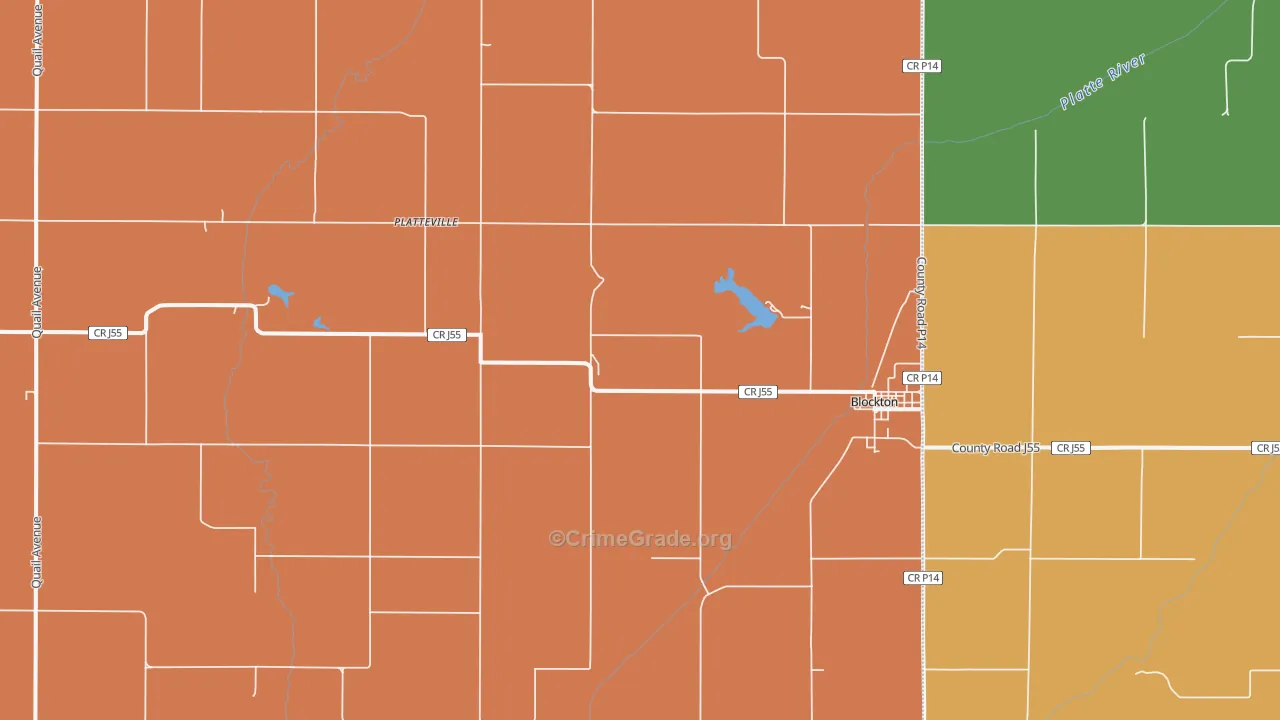 Blockton, IA Map of Burglary Rates