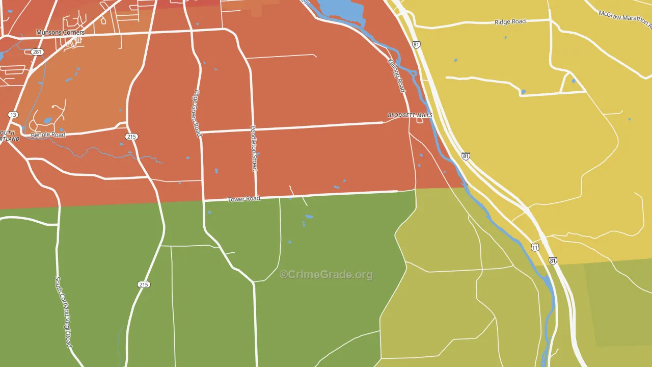 Blodgett Mills, NY Map of Burglary Rates