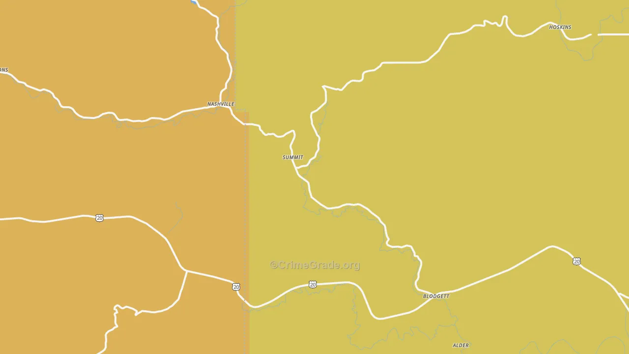 Blodgett, OR Map of Burglary Rates
