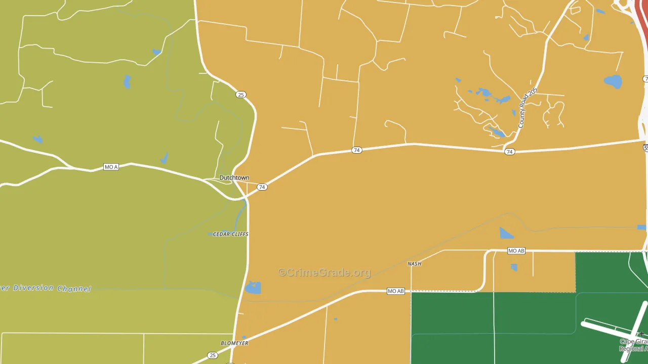 Blomeyer, MO Map of Burglary Rates