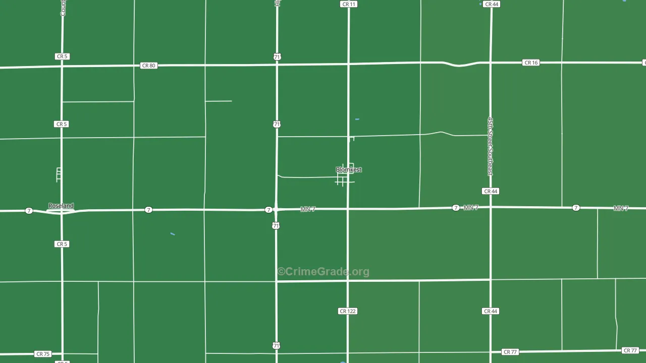 Blomkest, MN Map of Burglary Rates