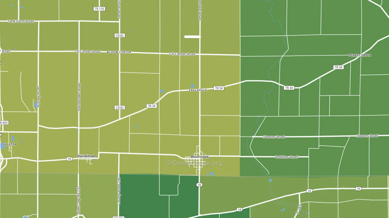 Bloomdale, OH Map of Burglary Rates
