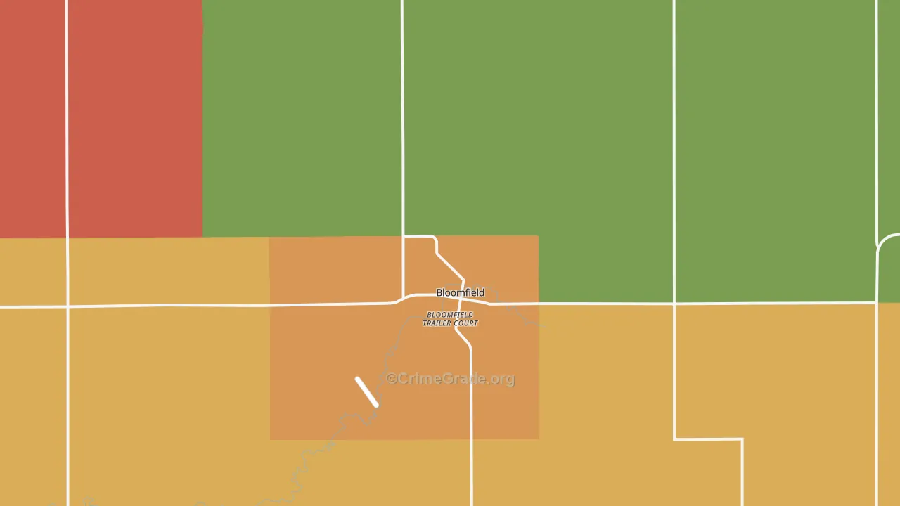 Bloomfield, NE Map of Burglary Rates