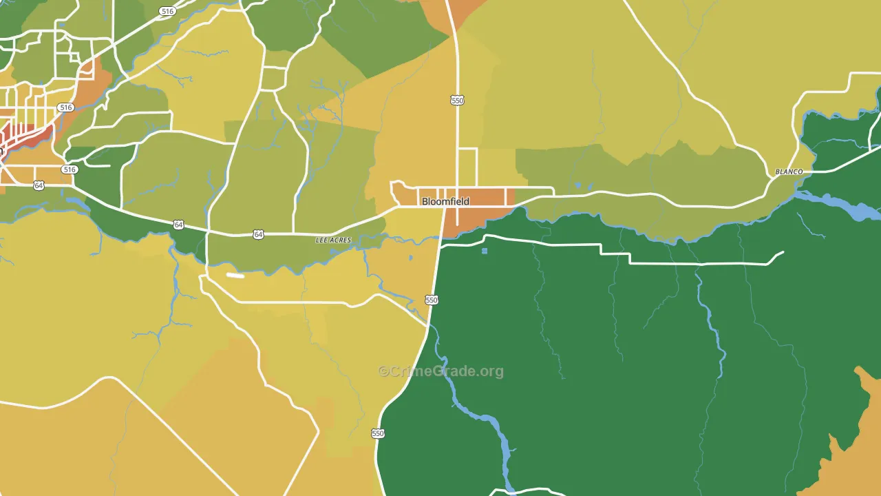 Bloomfield, NM Map of Burglary Rates