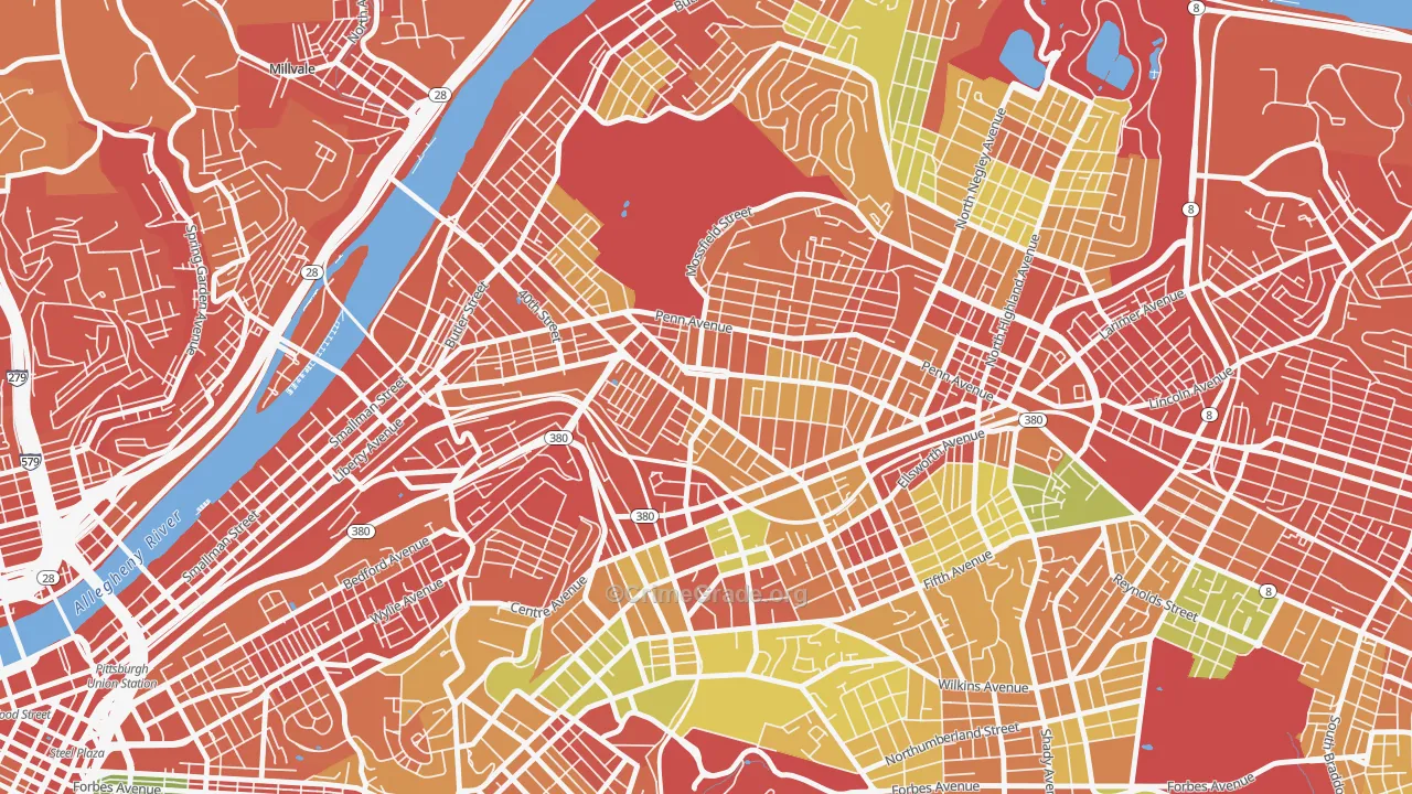 Bloomfield, Pittsburgh, PA Map of Burglary Rates