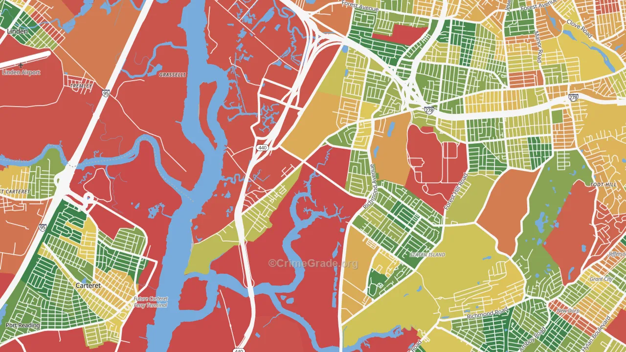 Bloomfield, Staten Island, NY Map of Burglary Rates