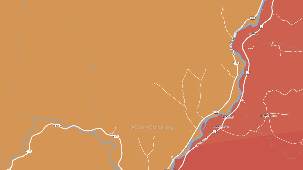 Bloomfield, VT Map of Burglary Rates