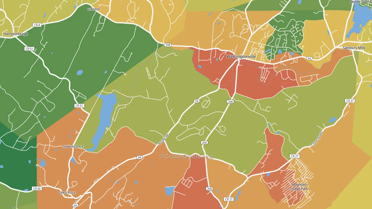 Blooming Grove, NY Map of Burglary Rates
