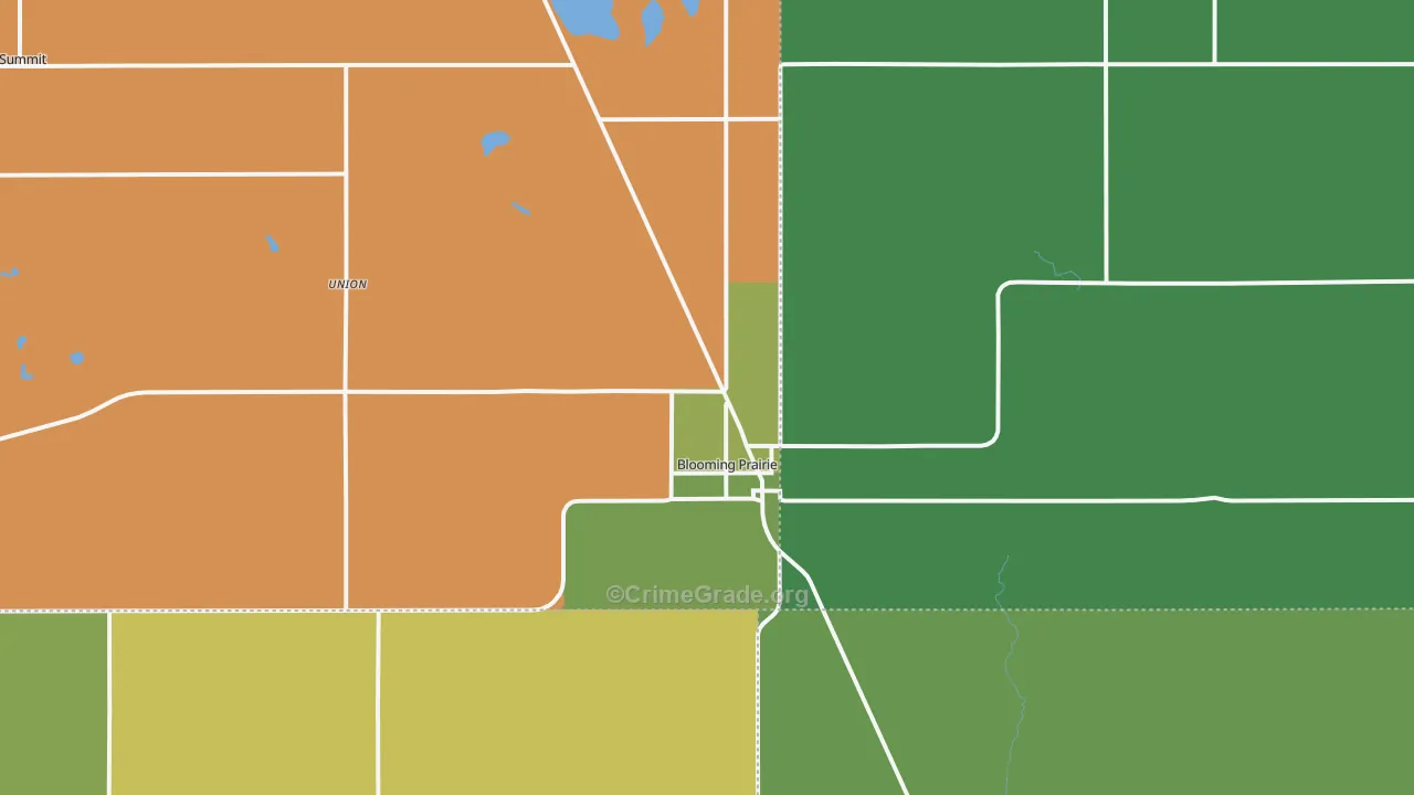 Blooming Prairie, MN Map of Burglary Rates