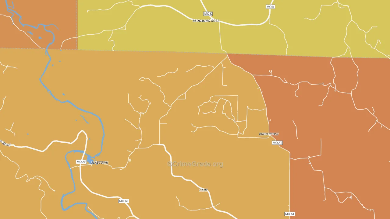 Blooming Rose, MO Map of Burglary Rates