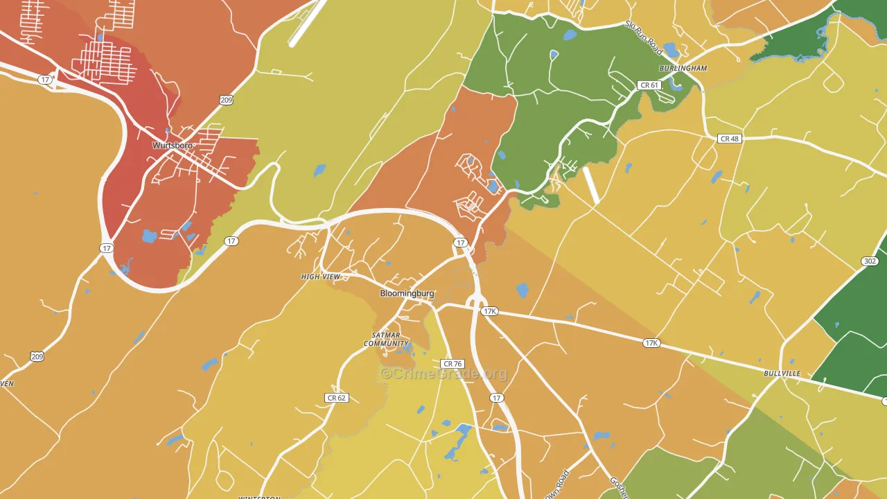 Bloomingburg, NY Map of Burglary Rates