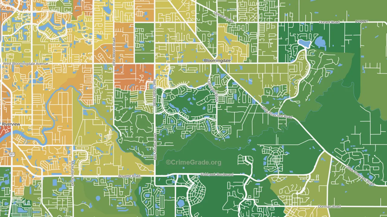 Bloomingdale, FL Map of Burglary Rates