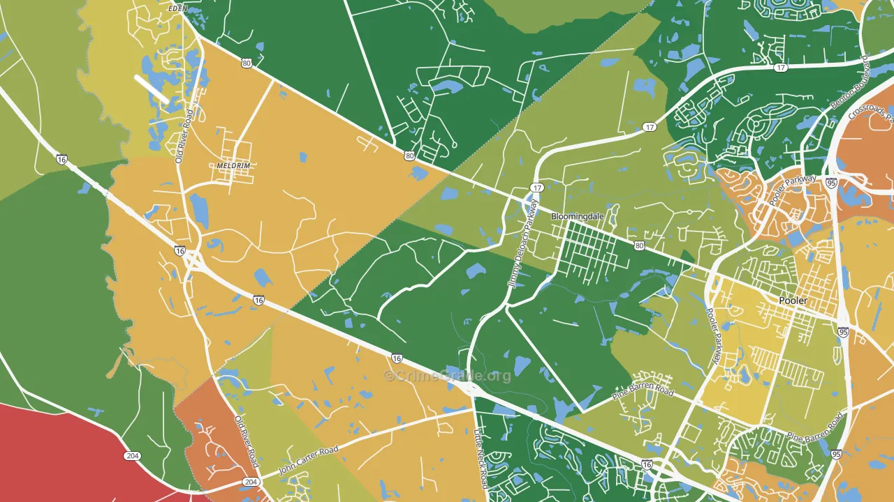Bloomingdale, GA Map of Burglary Rates