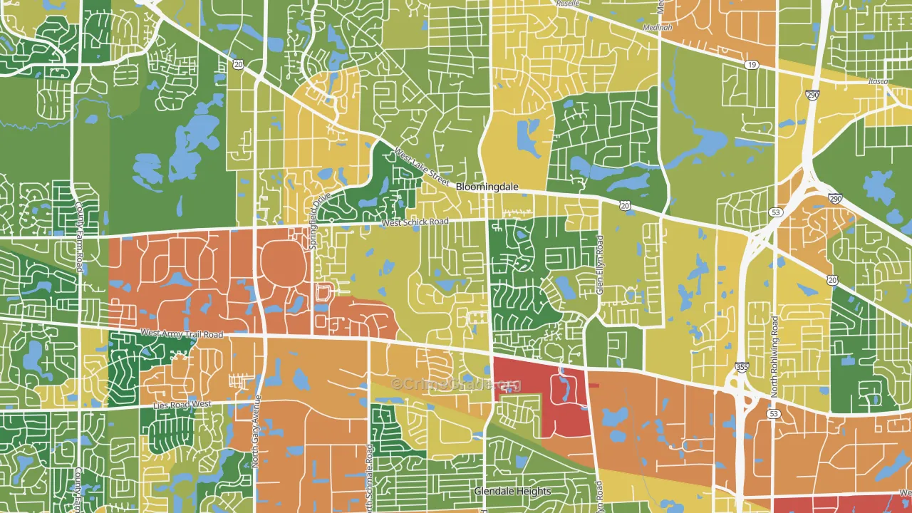 Bloomingdale, IL Map of Burglary Rates