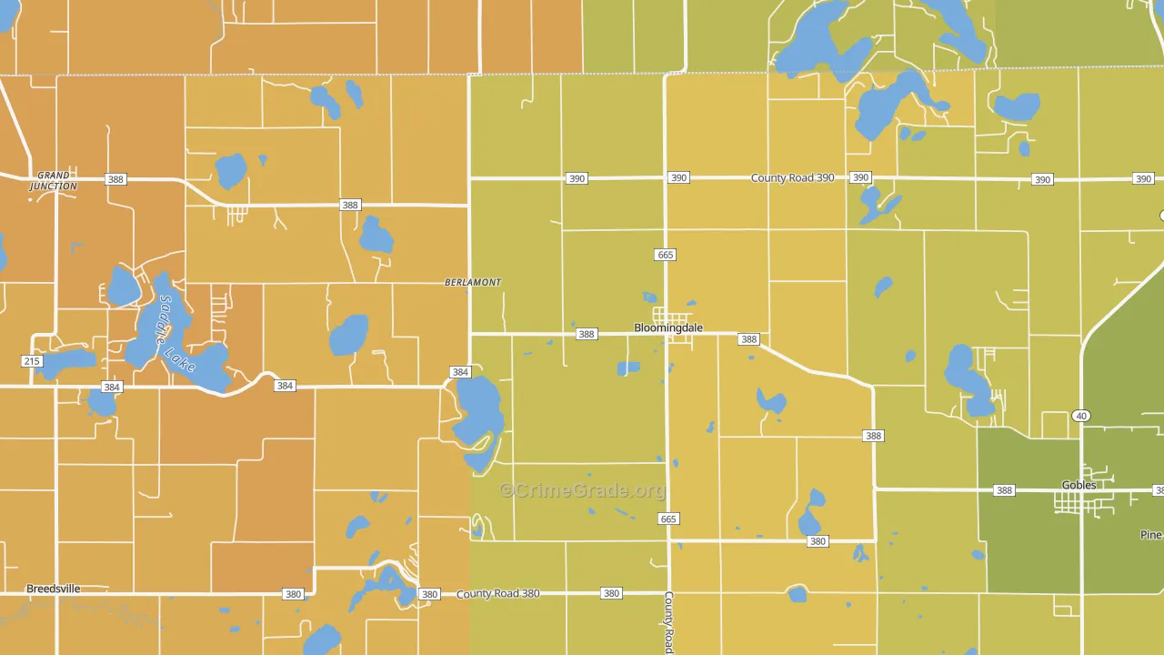 Bloomingdale, MI Map of Burglary Rates